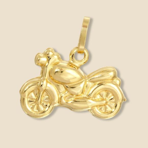 14K Gold Motorcycle Charm Pendant | Detailed Biker Jewelry by Tehrani Jewelry - Picture 1 of 6